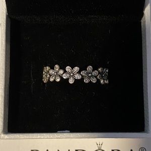 Pandora Silver Pave Daisy Meadows Ring Size 9
